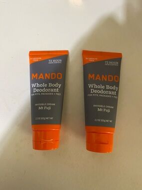 2 MANDO Whole Body Deodorant Invisible Cream Mt Fuji - Gray & Orange Tube
